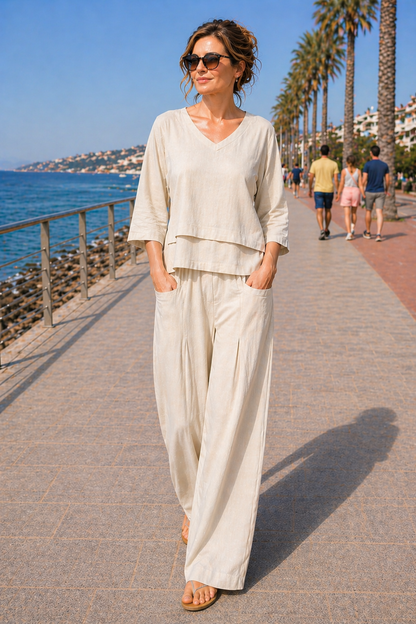Conjunto Riviera™ — lino transpirable, elegante y cómodo todo el día