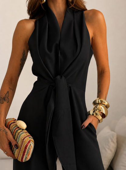 Isabella™ Jumpsuit — elegant draping with front tie, flawless for every occasion