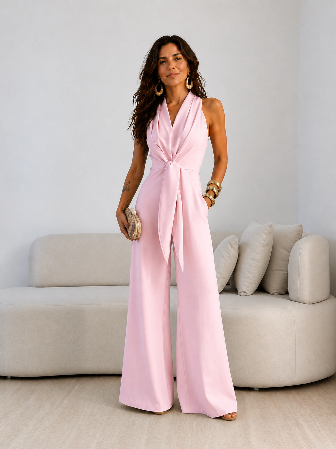 Mono Isabella™ — drapeado elegante con lazo frontal, impecable en cada ocasión