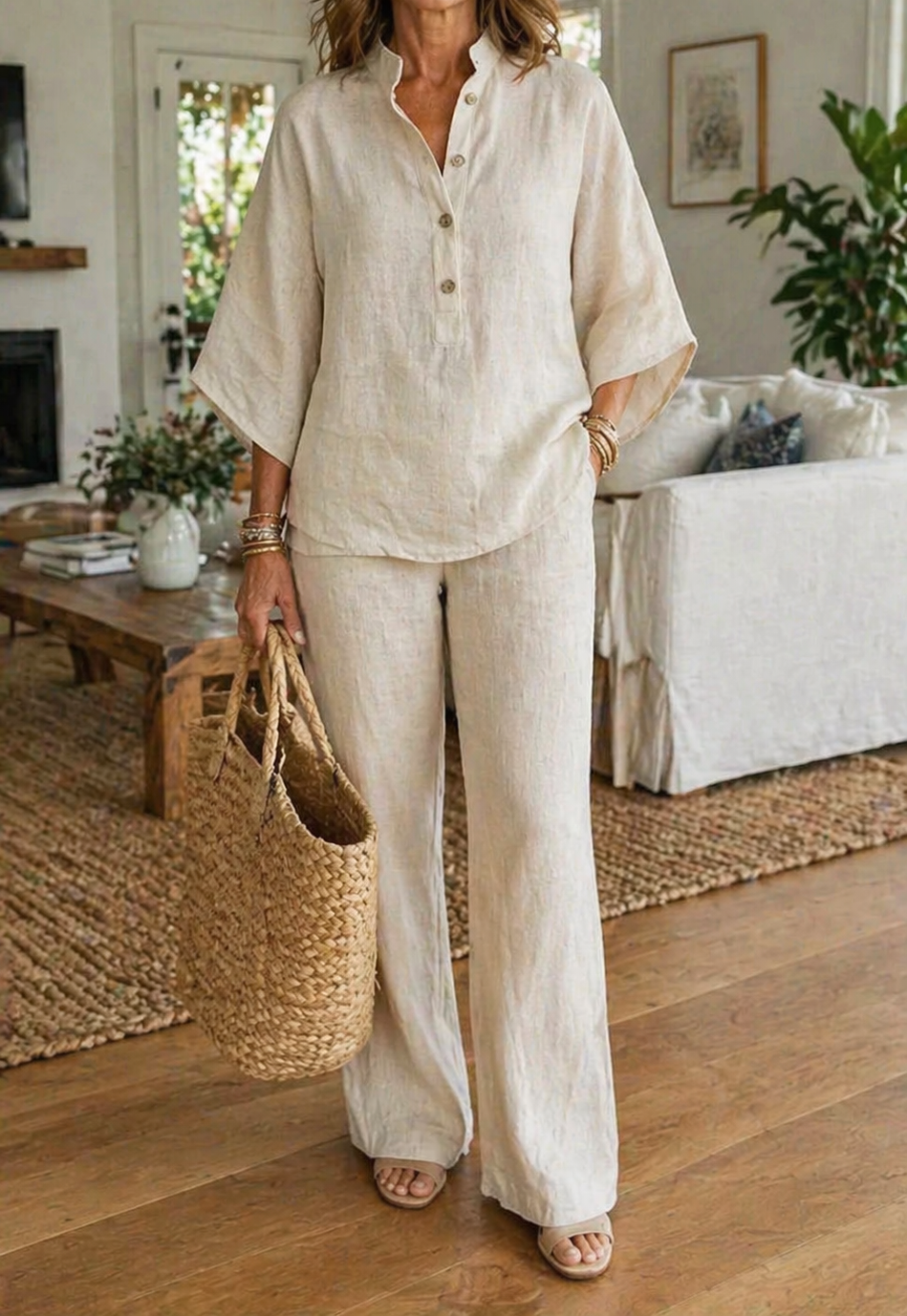 Conjunto Nora™ — lino con mangas murciélago, fresco y diferente