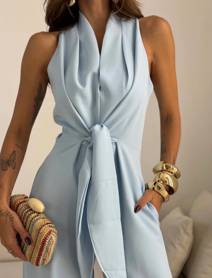 Isabella™ Jumpsuit — elegant draping with front tie, flawless for every occasion