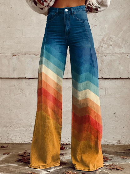 Léa™ Pants — retro zigzag wide leg, comfortable and different